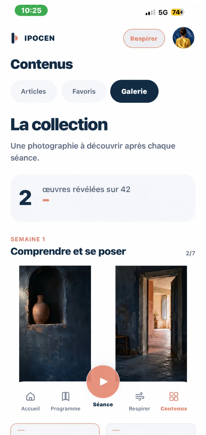 Capture représentative de l’application IPOCEN — collection photographique